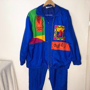Saint German Sport Vintage Y2K 90's 2PC Set Jogging Suit Blue Women's Large